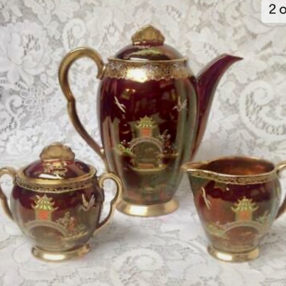 Vintage, Carlton Ware, Variant Polychrome Willow, 13pc Tea Set for 4 - Picture 2 of 8